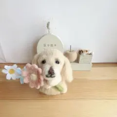 羊毛フェルト ラブラドールとお花のサムネイル