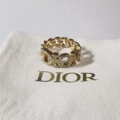 Dior ゴールド チェーンリング クリスタル付き