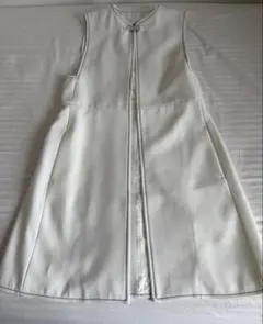 【新品・未使用】ZARA ザラ　コントラストステッチ ロングジレ　ホワイト