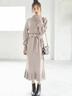 GRL ウエストリボンニットワンピース[mb924]