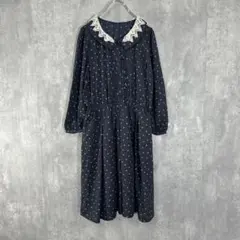 earth music&ecology アース ワンピース ネイビー ドット柄