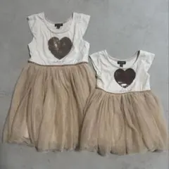 姉妹お揃い♡Zunie ハートスパンコール ワンピースドレス 2点セット♡
