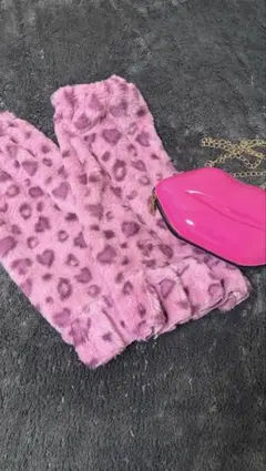 文化祭 体育祭 jk ピンクヒョウ柄レッグウォーマー ピンクバッグ