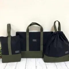 入園入学セット ブラック×カーキ 男の子 ハンドメイド