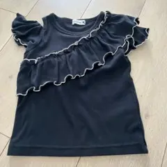 フリルショルダー Tシャツ ブラックのサムネイル
