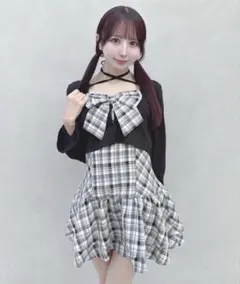 one way リボンアンサンブルワンピースホワイト