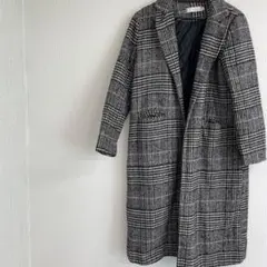 チェック柄 ロングチェスターコート XL