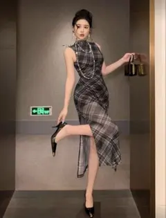 SHEIN DAZY チェック柄 ノースリーブワンピース