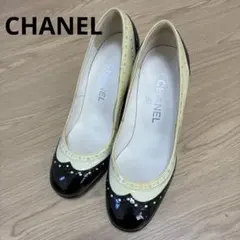 CHANEL バイカラー　パンプス　ココマーク　ウェッジヒールのサムネイル
