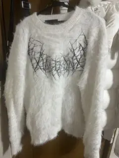 yxngbratz ホワイトファーニット スパイダーウェブ刺繍 - メルカリ