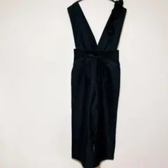 １点もの◆フリルショルダーストラップ サロペット パンツ ブラック 黒 ポケット