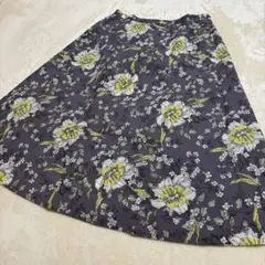 花柄　スカート　LL サイズ　エレガント　パープル　大きいサイズ　ゆったり