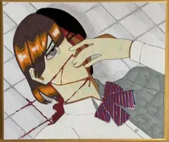 「気息奄々」手描きイラスト オリジナル 色紙
