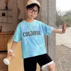 【新品未使用】タイダイ柄 ロゴ半袖Tシャツ ブルー120 子供服 キッズ 男の子
