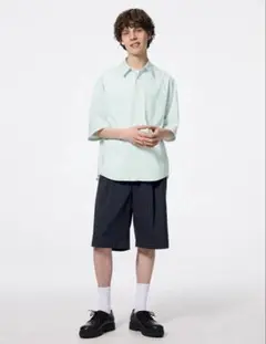 バミューダショーツNT+E ネイビー ストライプ ハーフパンツ