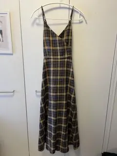 チェック柄キャミソールロングワンピース