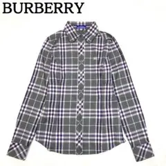 美品★バーバリー ブルーレーベル 長袖シャツ ノバチェック ロゴ刺繍 38②