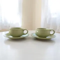 北欧 グスタフスベリ ミントグリーン カップ・ソーサーセット 2客 