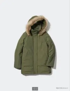 【美品】UNIQLO メンズ　ハイブリッドダウンコート　オリーブ　M