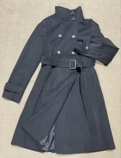 【状態良★】コムサデモード ロングコート 11号 ベルト付 ブラック