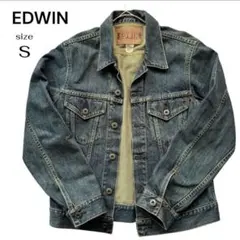 EDWIN エドウィン デニムジャケット Gジャン S 濃紺 ヴィンテージ風