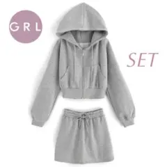GRL グレイル パーカー×ミニスカート 裏起毛スウェットセットアップ