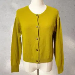 【タバサ】ニットカーディガン/オリーブ/クールネック/カシミヤ100%