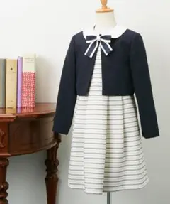 新品 110 女の子 フォーマルスーツ ボレロ ワンピース ネイビー ホワイト