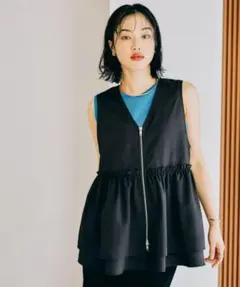 レプシィム LEPSIM ギャザーWZIPベスト　ブラック