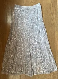 ロペピクニック　くすみブルー　レース　ロングスカート　38