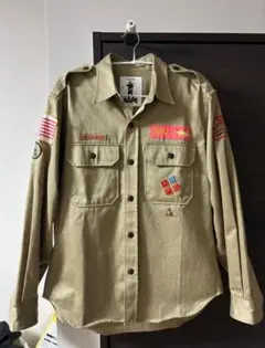 A BATHING APE ベージュ ミリタリーシャツ Lサイズのサムネイル