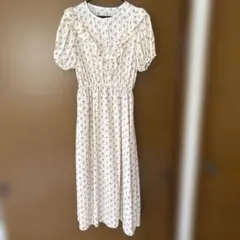 最終価格！ フリル花柄クリーム色ワンピース Fサイズ