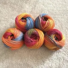 グラデーションウール　オレンジ系レインボー