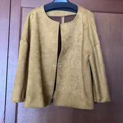 ノーカラースエード風ジャケット マスタード