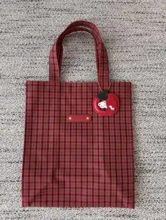 familiar 赤系ファミリア チェックトートバッグ　大