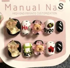 【セツ】フラワーカピバラ　3Dアートネイルチップ　付け爪（B0172）