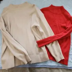 GLOBAL WORK Mサイズ ハイネックニット　メルティ　リブ　M