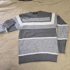 Doublefocus グレー ホワイト ストライプ ニット