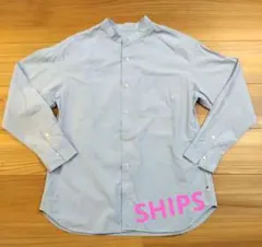 SHIPS any 水色 バトンカラー長袖シャツ レディースサイズ4
