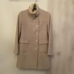 組曲　ウールコート ベージュ ファー付きサイズSSベージュ立ち襟コート150