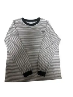 (美品)長袖 ロンTシャツ 白と黒のストライプ Mサイズ 綺麗め