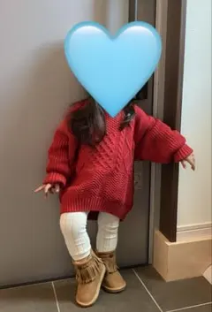 ブリーズ　赤ニット　100と130 お揃いセット