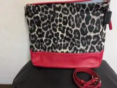 Coach ヒョウ柄 ショルダーバッグ レッド