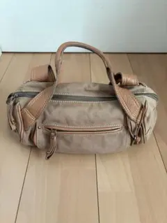 ベージュ スエード キャンバス バッグ