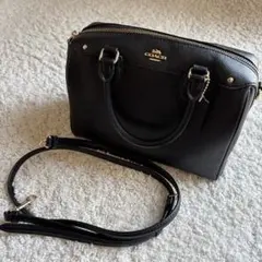 COACH コーチ 2way ミニボストン ショルダー ブラックレザー