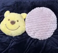 クマのプーさん顔型と円形クッション2個セット