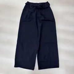 グリーンレーベルリラクシング　ネイビーワイドパンツ　リボンベルト付き