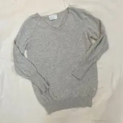 antiqua アンティカ☆ Vネックコットンニット グレー