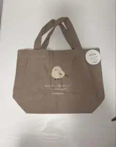 鳥刺繍 ベージュキャンバスバッグ