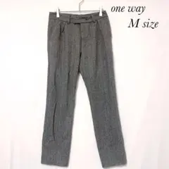 ワンウェイ ヘリンボーン柄 スラックス オフィス グレー M a0563